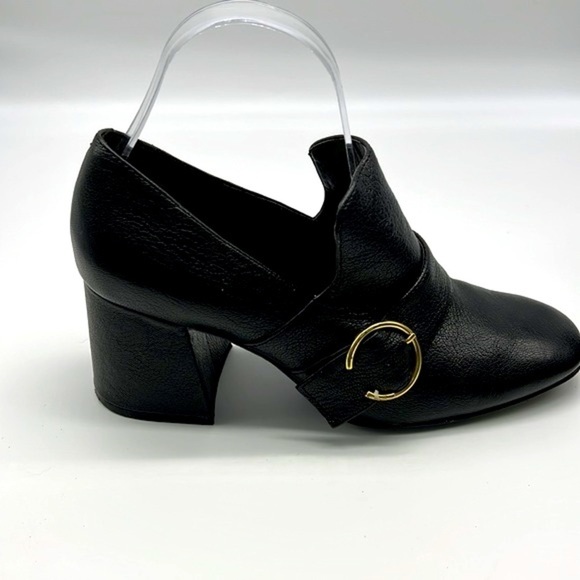 Nine West - Baroque Square Toe Leather Buckle Chunky Block Heels Size 7.5 - Picture 7 of 15